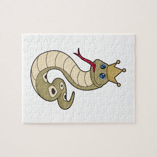 Snake als koning met kroon legpuzzel (Horizontaal)