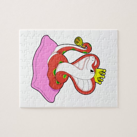 Snake als koning met kroon legpuzzel (Horizontaal)