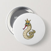 Snake als koning met kroon ronde button 7,6 cm (Voorkant /achterkant)