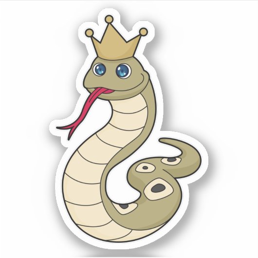 Snake als koning met kroon sticker (Voorkant)