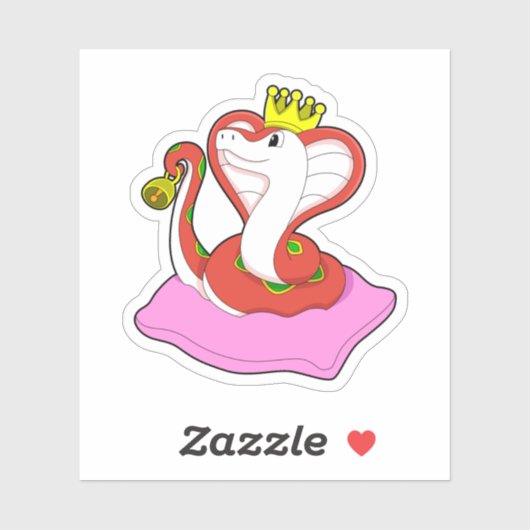 Snake als koning met kroon sticker (Vel)