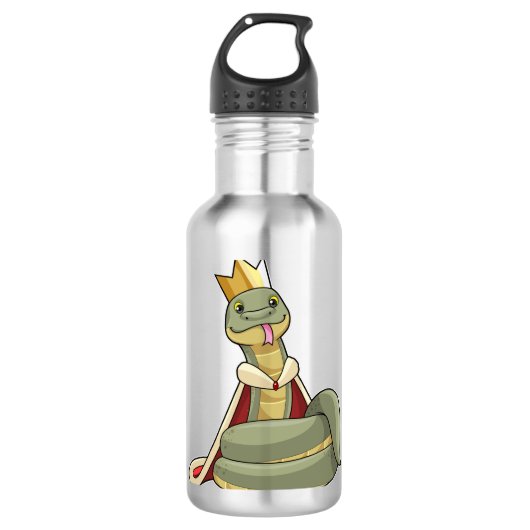 Snake als koning met kroon waterfles (Voorkant)