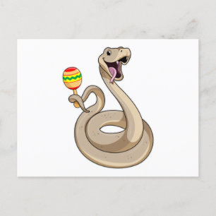 Snake als muzikant met Maracas Briefkaart