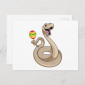 Snake als muzikant met Maracas Briefkaart (Voorkant / Achterkant)