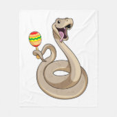Snake als muzikant met Maracas Fleece Deken (Voorkant)