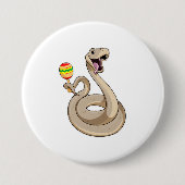 Snake als muzikant met Maracas Ronde Button 7,6 Cm (Voorkant)