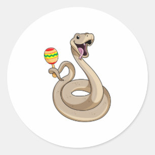 Snake als muzikant met Maracas Ronde Sticker