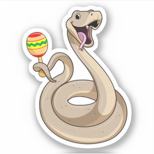 Snake als muzikant met Maracas Sticker (Voorkant)