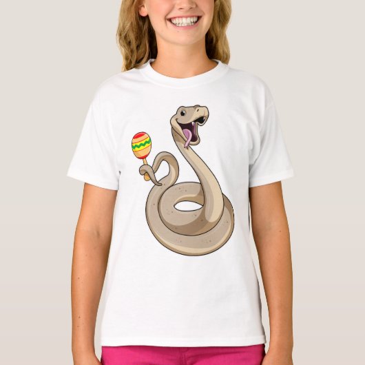 Snake als muzikant met Maracas T-shirt (Voorkant)