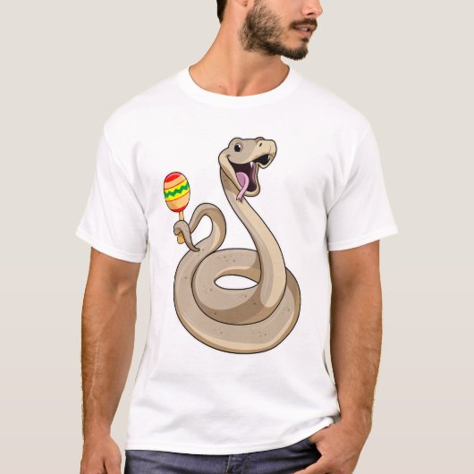 Snake als muzikant met Maracas T-shirt (Voorkant)