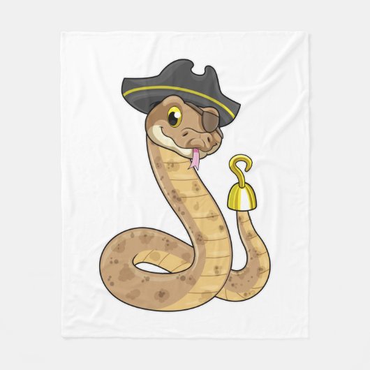 Snake als Piraat met Hookehand- en Oogpleister Fleece Deken (Voorkant)