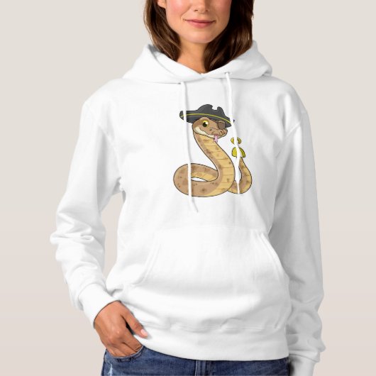 Snake als Piraat met Hookehand- en Oogpleister Hoodie (Voorkant)