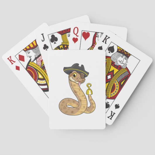 Snake als Piraat met Hookehand- en Oogpleister Pokerkaarten (Achterkant)
