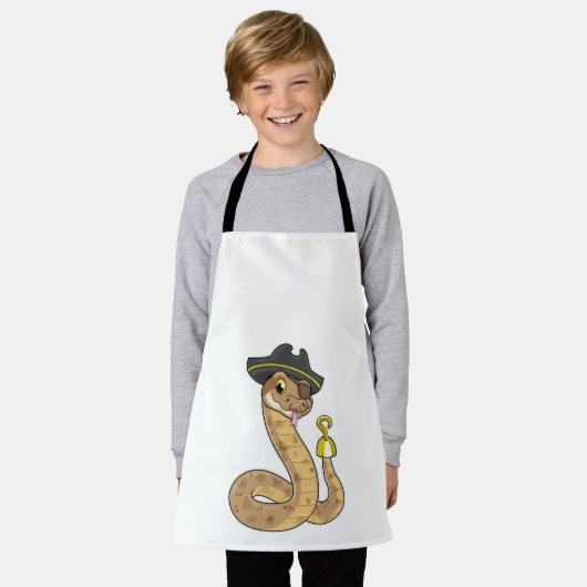 Snake als Piraat met Hookehand- en Oogpleister Schort (Gedragen)