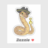 Snake als Piraat met Hookehand- en Oogpleister Sticker (Vel)