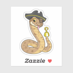 Snake als Piraat met Hookehand- en Oogpleister Sticker