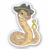 Snake als Piraat met Hookehand- en Oogpleister Sticker (Voorkant)