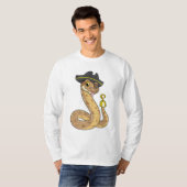 Snake als Piraat met Hookehand- en Oogpleister T-shirt (Voorkant volledig)