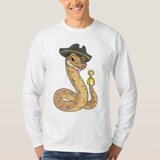 Snake als Piraat met Hookehand- en Oogpleister T-shirt (Voorkant)