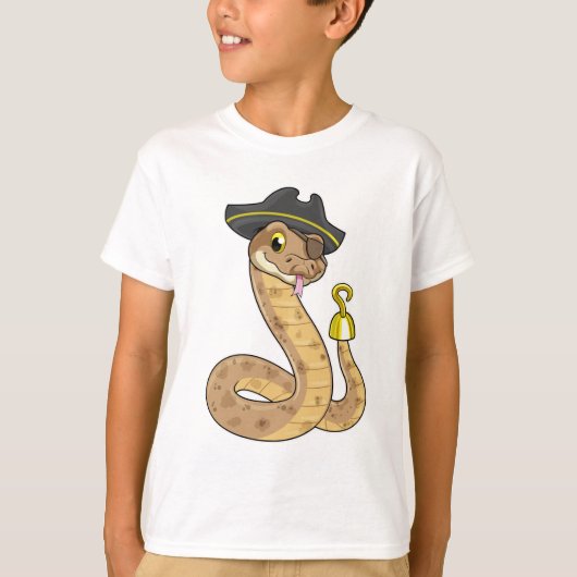 Snake als Piraat met Hookehand- en Oogpleister T-shirt (Voorkant)