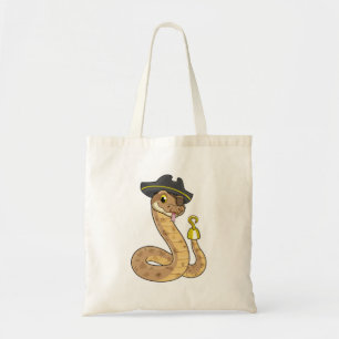 Snake als Piraat met Hookehand- en Oogpleister Tote Bag
