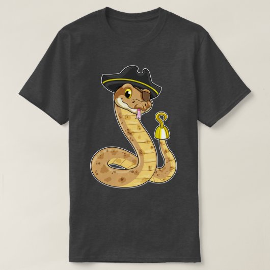 Snake als Pirate Haak Hand Oog patch T-shirt (Design voorkant)