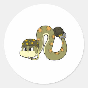 Snake als soldaat met Weapon Ronde Sticker