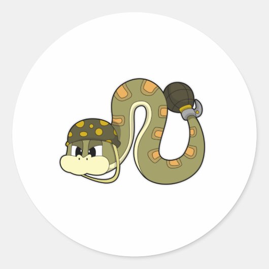 Snake als soldaat met Weapon Ronde Sticker (Voorkant)