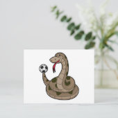 Snake als voetbalspeler met Voetbal Briefkaart (Staand voorkant)