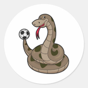 Snake als voetbalspeler met Voetbal Ronde Sticker