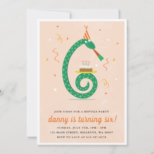 Snake and cake Birthday party nodigpeach Kaart (Voorkant)