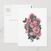 Snake and peach roses briefkaart (Voorkant / Achterkant)
