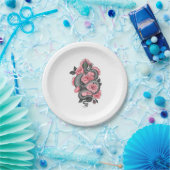 Snake and peach roses papieren bordje (Feest)