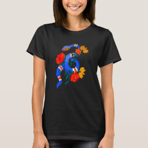 Snake Animal Flower Blue Viper Python Worm Wilde F T-shirt