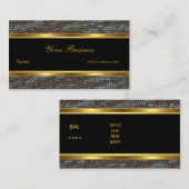 Snake Animal Gold Black Stripe Elegant Classy 2 Visitekaartje (Voorkant / Achterkant)
