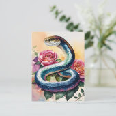 Snake Art Bloemen Waterverf Briefkaart (Staand voorkant)
