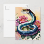 Snake Art Bloemen Waterverf Briefkaart (Voorkant / Achterkant)