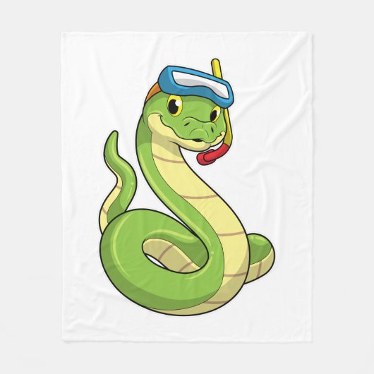 Snake as Diver wirth Snorkel Fleece Deken (Voorkant)