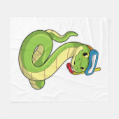 Snake as Diver wirth Snorkel Fleece Deken (Voorkant (Horizontaal))