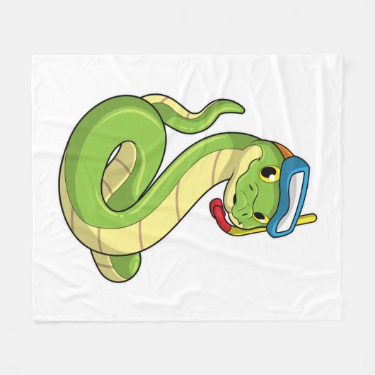 Snake as Diver wirth Snorkel Fleece Deken (Voorkant (Horizontaal))