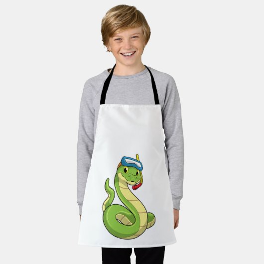 Snake as Diver wirth Snorkel Schort (Gedragen)