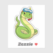 Snake as Diver wirth Snorkel Sticker (Vel)