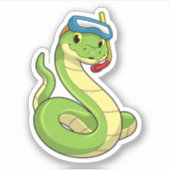 Snake as Diver wirth Snorkel Sticker (Voorkant)