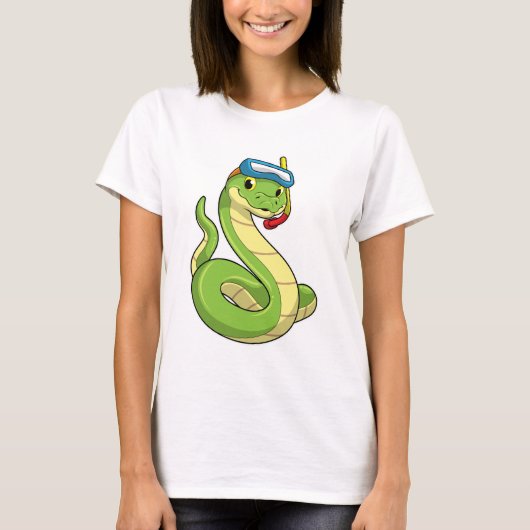Snake as Diver wirth Snorkel T-shirt (Voorkant)