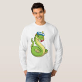 Snake as Diver wirth Snorkel T-shirt (Voorkant volledig)