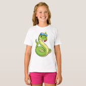 Snake as Diver wirth Snorkel T-shirt (Voorkant volledig)