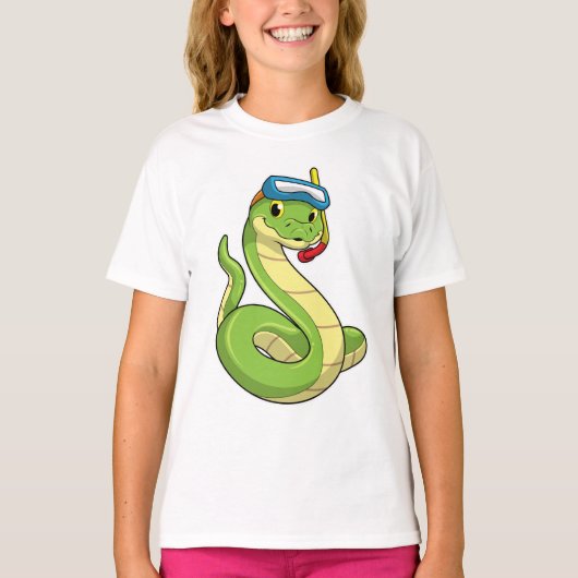 Snake as Diver wirth Snorkel T-shirt (Voorkant)