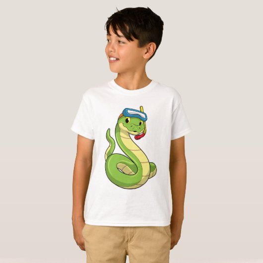 Snake as Diver wirth Snorkel T-shirt (Voorkant volledig)