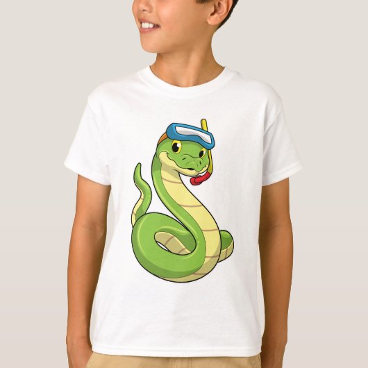 Snake as Diver wirth Snorkel T-shirt (Voorkant)
