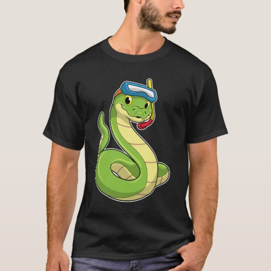 Snake as Diver wirth Snorkel T-shirt (Voorkant)